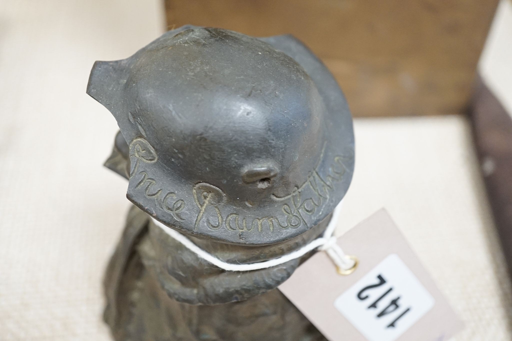 A British WWI Short & Mason compass, two bayonets, cartridge case, Lucas morse code, etc.